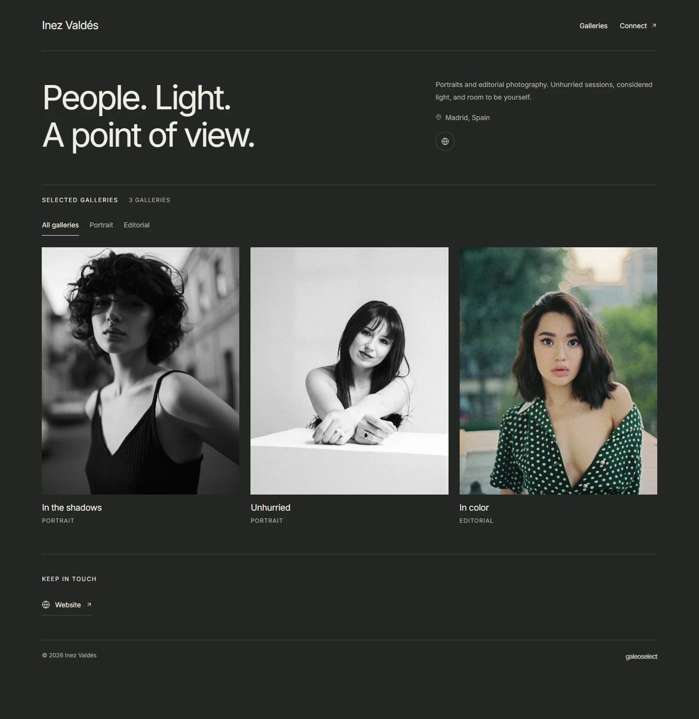 Inez Valdés portfolio on desktop